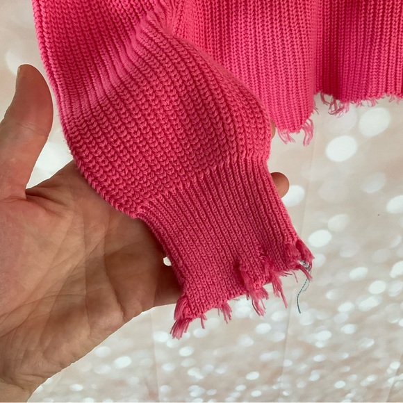 FATE Pink Fringe Knit Sweater - Picture 3 of 8